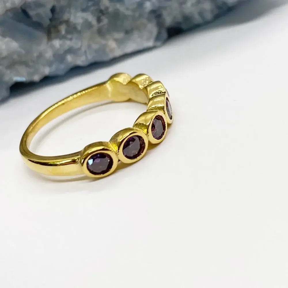 NEW Gold & Purple Zirconium Gemstone Statement Ring